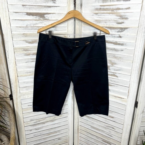 Magaschoni Women's Cotton Trouser Shorts Toggle Closure Navy 10 Nautical Preppy - Picture 12 of 12